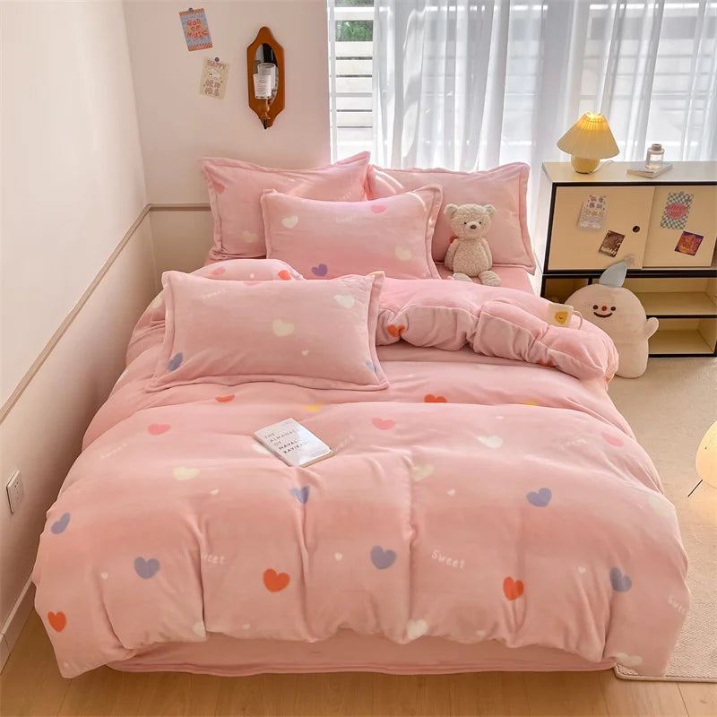 Housse Couette Velours Enfant Motifs Cartoon Douce Chaude 150-220cm