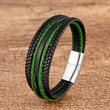 Bracelet Masculin Cuir Tressé Style Bohème Fermoir Aimanté - bracelet cuir GoHappy