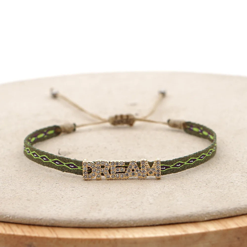 Bracelet Amitié Femme Coton Fin - Charm Cœur Strass Ajustable