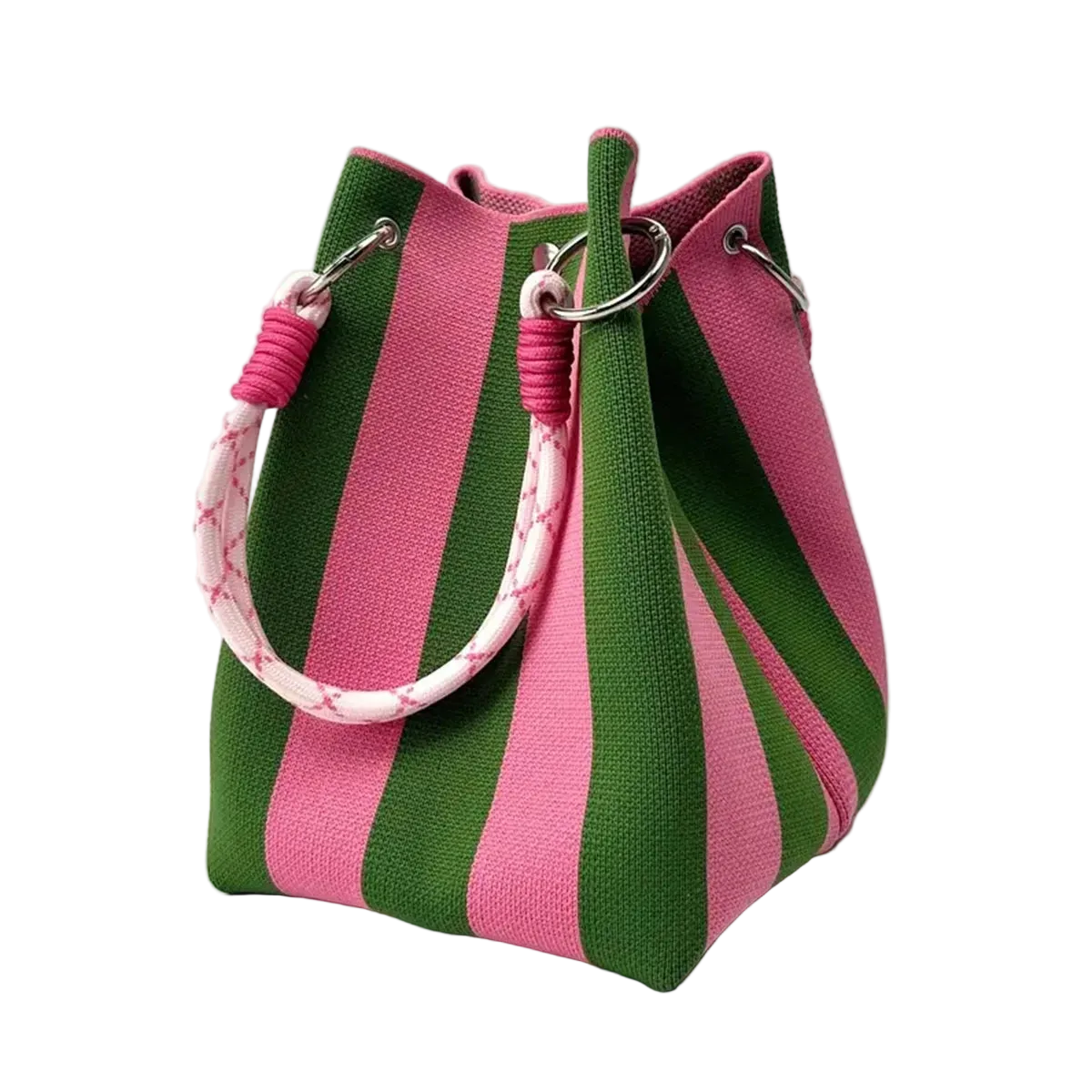 Sac Main Seau Tricoté Multicolore Rétro Coton Bohème Artisanal