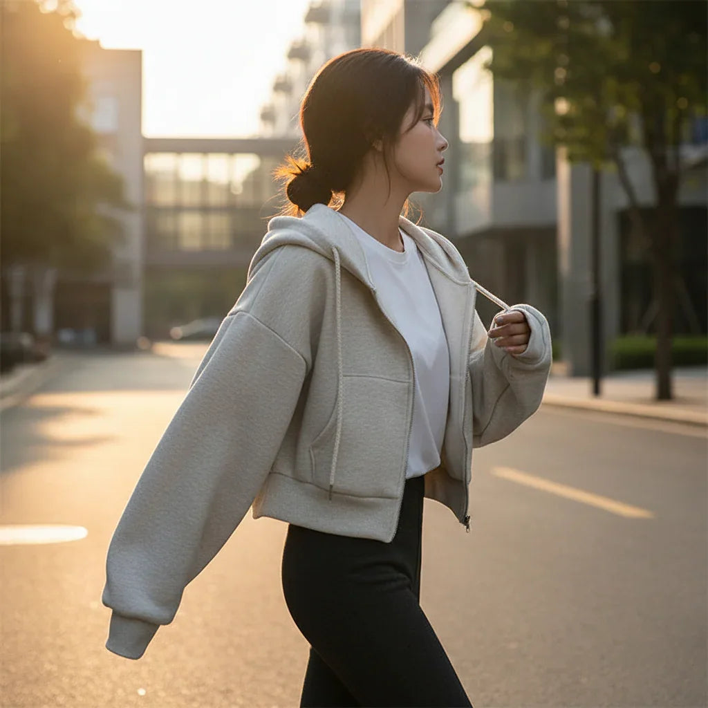 Campus Cozy sweat à capuche zippé femme doublé polaire