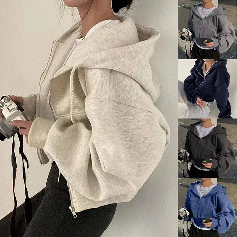 Campus Cozy sweat à capuche zippé femme doublé polaire - sweat-shirt femme GoHappy