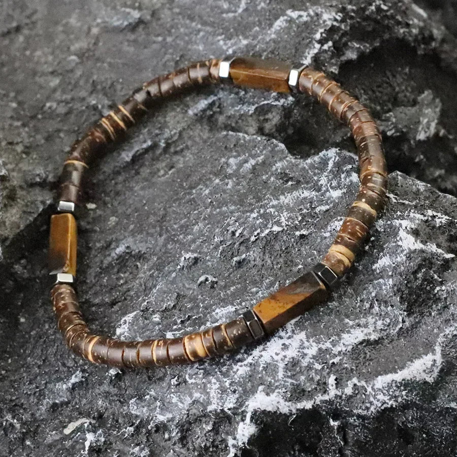 Coconut Coast bracelet homme perles coco et pierres naturelles - GoHappy