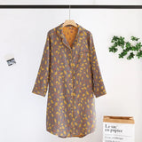 Chemise de Nuit Femme 100% Coton Floral Rétro Manches Longues - chemise de nuit GoHappy