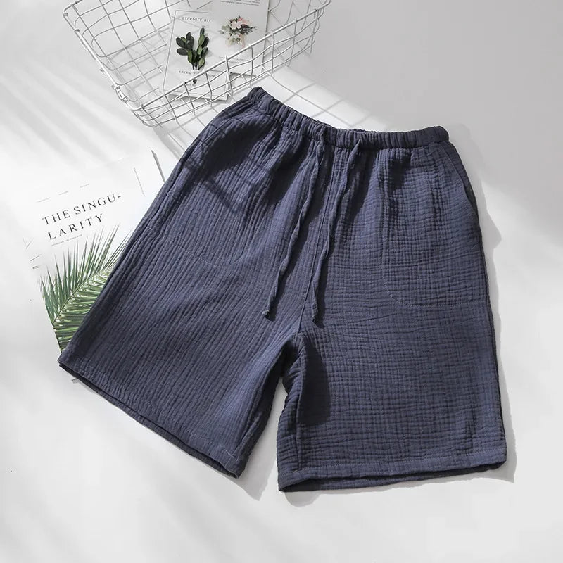 Songe short de pyjama 100 % coton, modèle Homme Bleu Ardoise, taille élastique