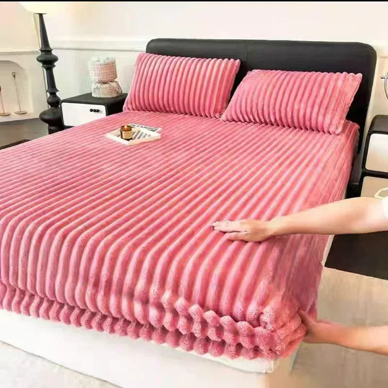Drap-Housse Hiver Flanelle Épaisse Velours Doux - drap-housse GoHappy
