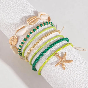 Set Bracelets Coquillage Perles Riz Étoile Mer Bohème Fait Main - Bracelets GoHappy