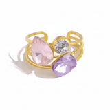 Color Muse bague femme cocktail zircon doré