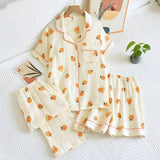 Ensemble Pyjama Femme Coton Crêpe Fleuri 2-3 Pièces Manches Courtes - pyjama femme GoHappy