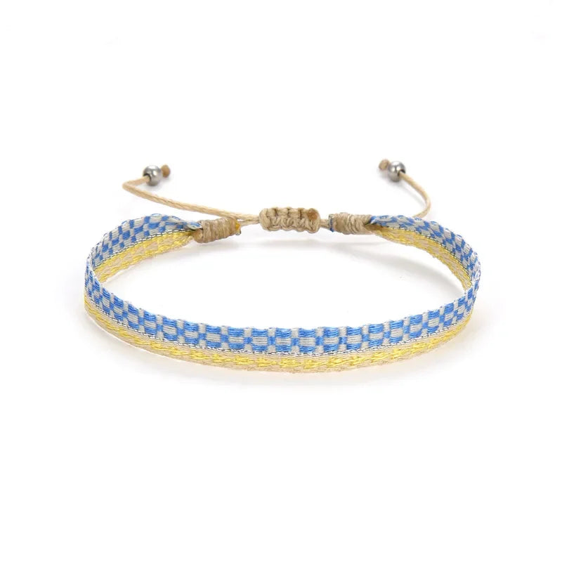 Bracelet Tissé Main Colombie Motifs Ethniques Bohème Amitié - bracelets tissés GoHappy