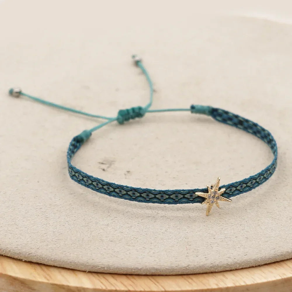 Bracelet Amitié Femme Coton Fin - Charm Cœur Strass Ajustable - bracelets femme cordon GoHappy