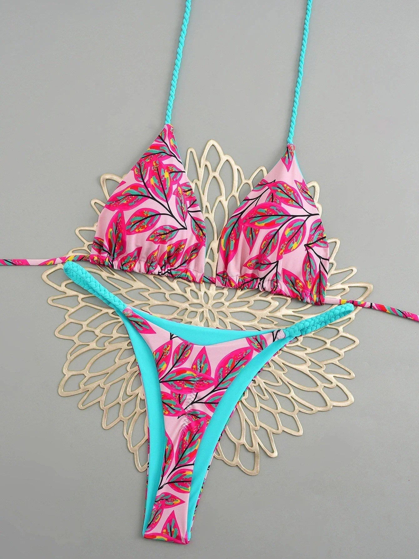 Bikini Tropicana String Triangle Femme Imprimé Exotique Rembourré - maillots de bain femme GoHappy