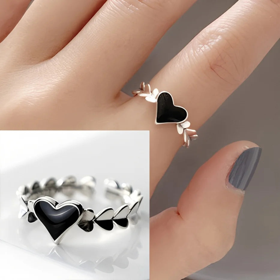 Bague femme Atelier Reflets Cœur Noir bijou fantaisie GoHappy France