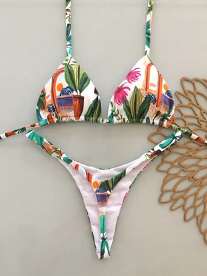 Bikini Tropicana String Triangle Femme Imprimé Exotique Rembourré - maillots de bain femme GoHappy