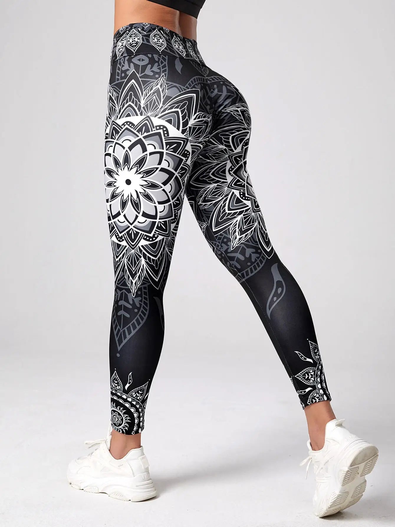 Legging lotus rouge corail – Sport femme, taille haute souple