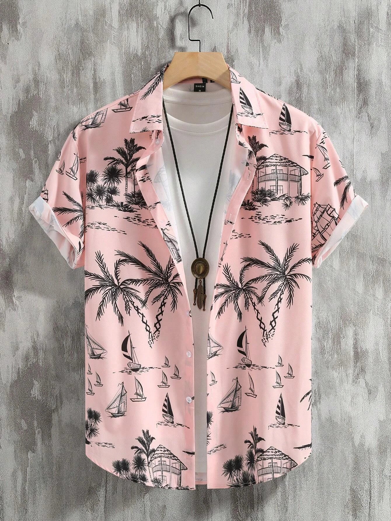 Chemises imprimées Palmiers homme été style décontracté vacances