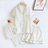 Ensemble Pyjama Femme Coton Crêpe Fleuri 2-3 Pièces Manches Courtes - pyjama femme GoHappy