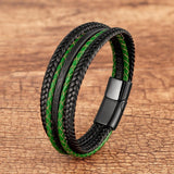 Bracelet Masculin Cuir Tressé Style Bohème Fermoir Aimanté - bracelet cuir GoHappy