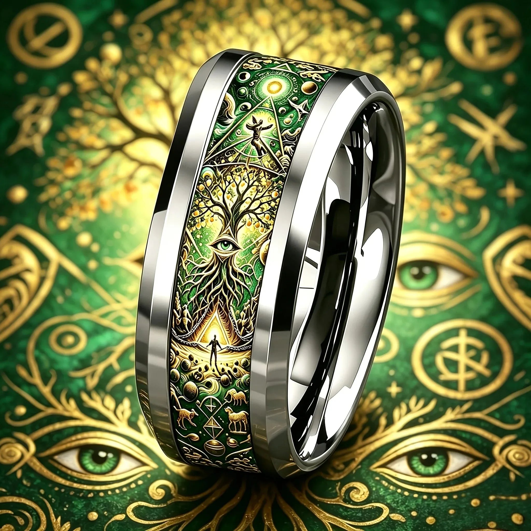 Symboles & Légendes bague unisexe 8 mm 4 motifs