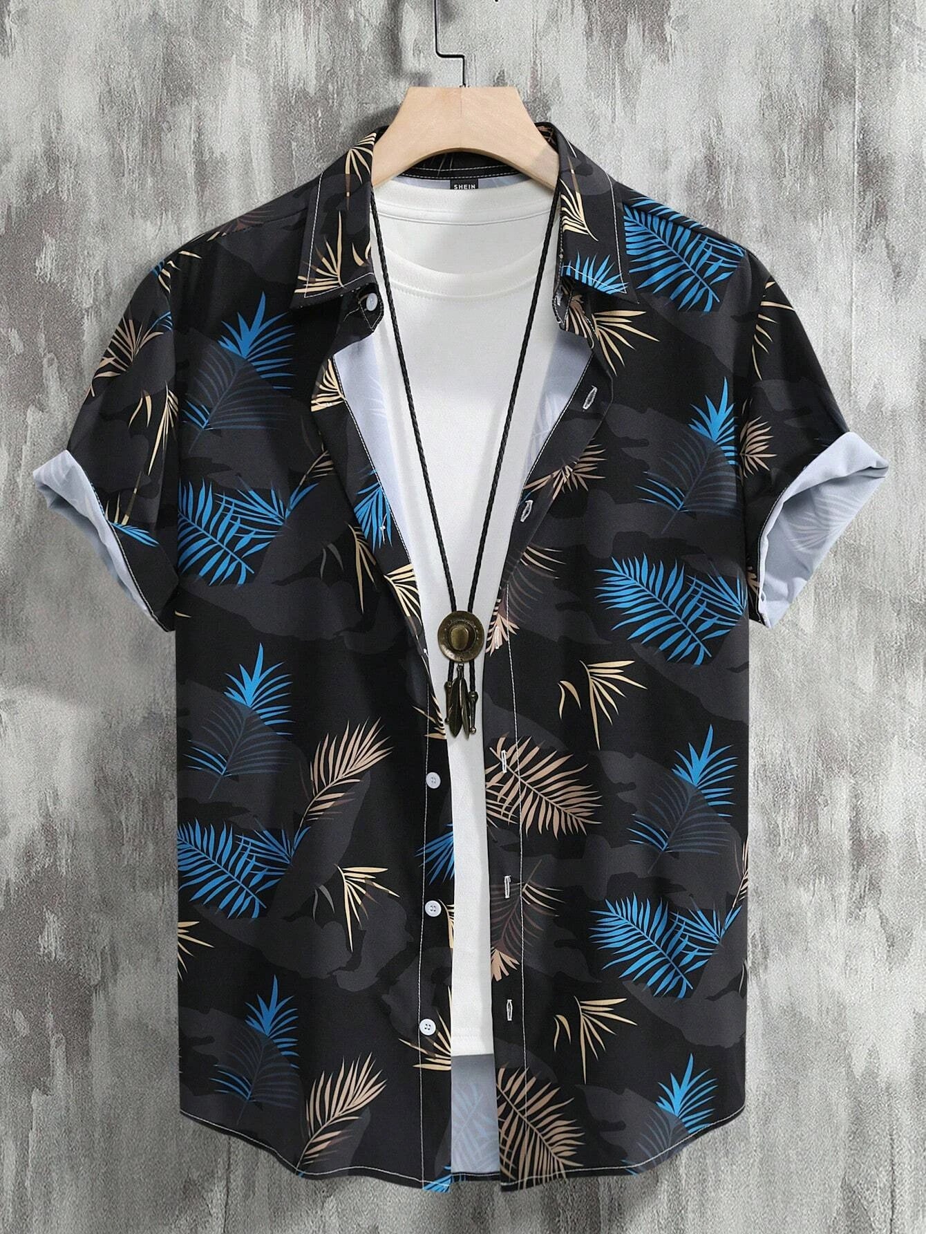Chemises imprimées Palmiers homme été style décontracté vacances