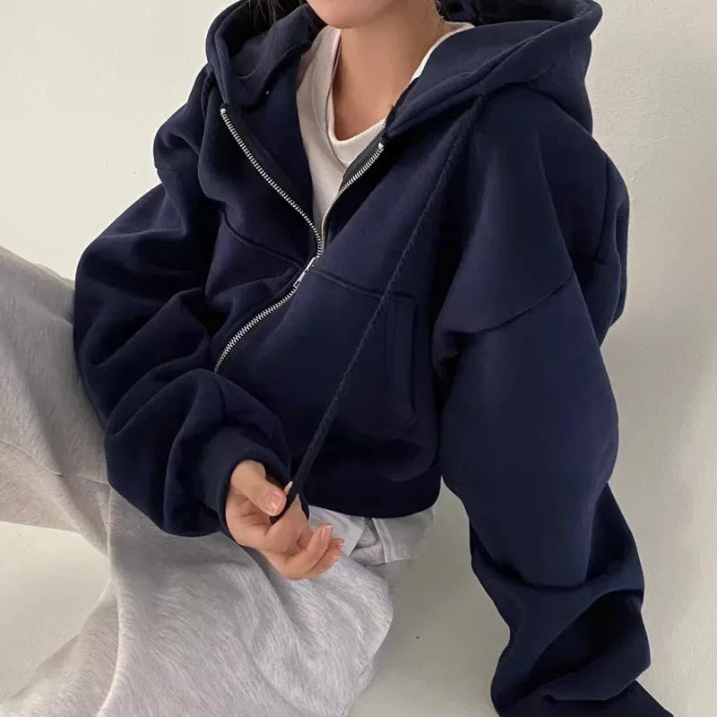 Campus Cozy sweat à capuche zippé femme doublé polaire - sweat-shirt femme GoHappy