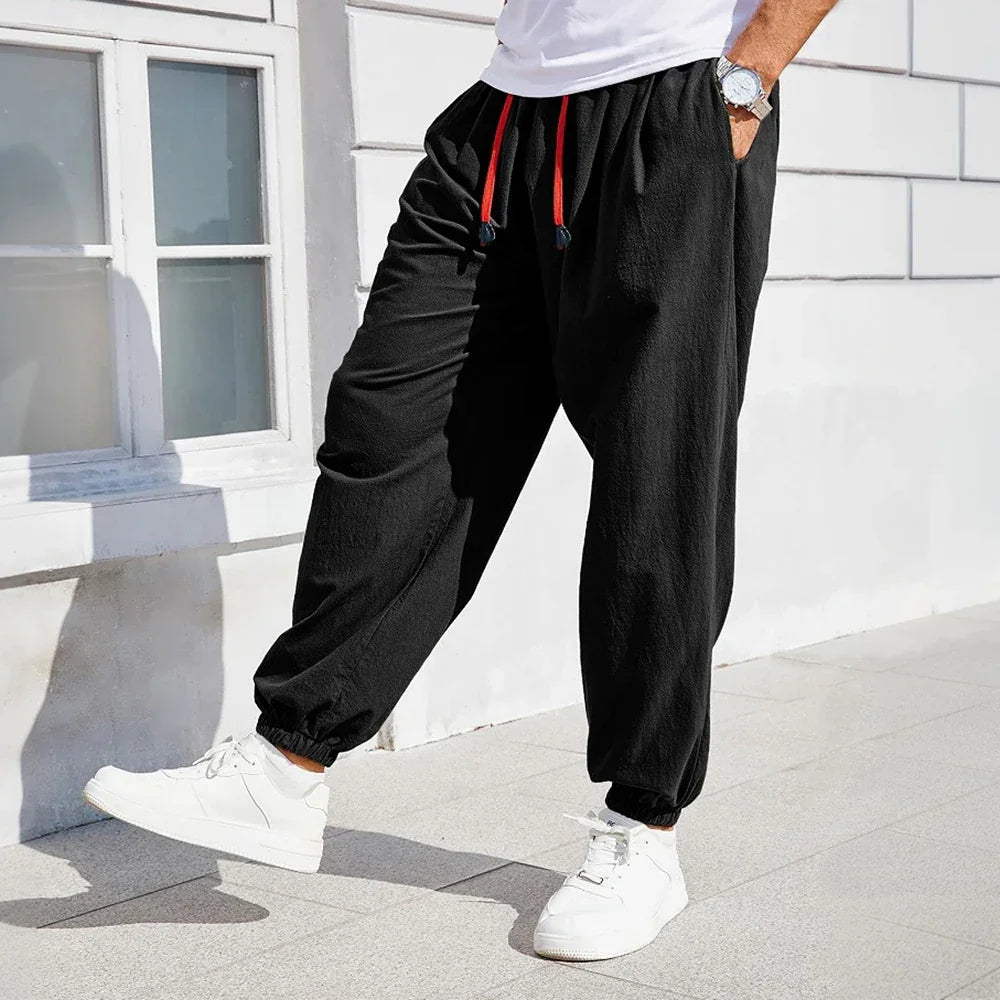 pantalon ample homme noir taille élastique style décontracté mode confortable GoHappy.fr