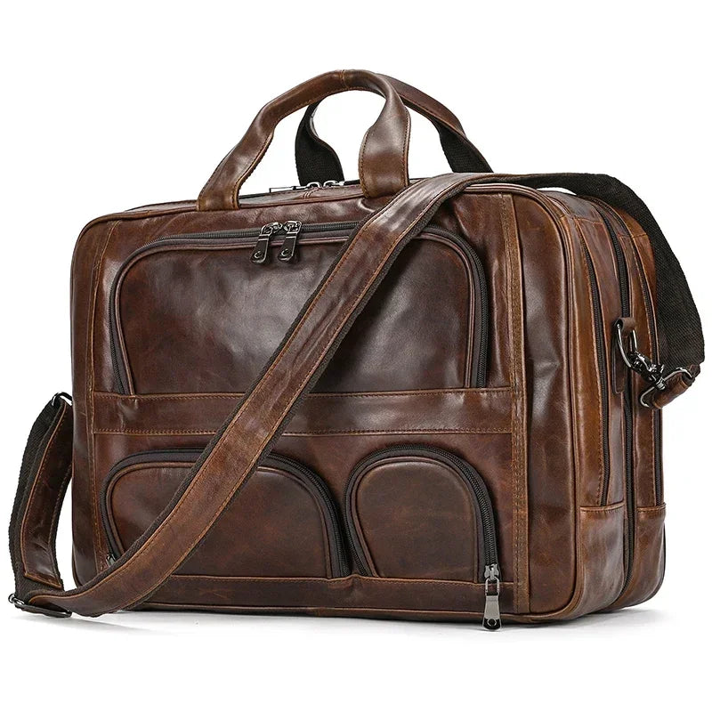 sacoche homme cuir marron vintage porte-documents business GoHappy.fr