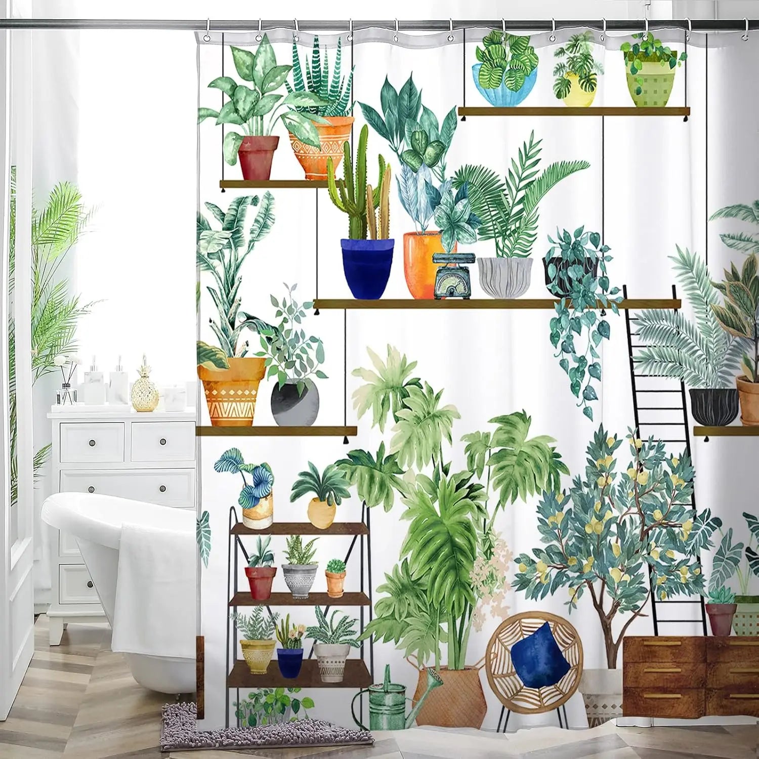 Rideau Douche Inspirant Nature Plantes 26 Designs Multi-Tailles