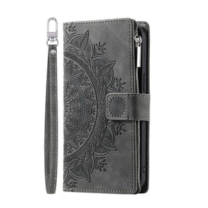 Protection iPhone Mandala Zip Portefeuille Cuir Gaufré Porte-Cartes - Coques pour téléphones portables GoHappy