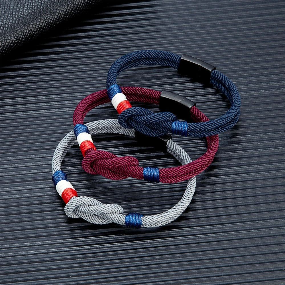 Le Bracelet Français corde tricolore acier inoxydable