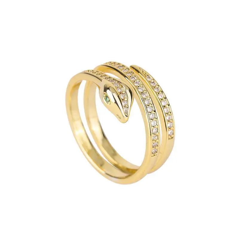 Bague Serpent Ajustable – Acier Inoxydable & Zircon