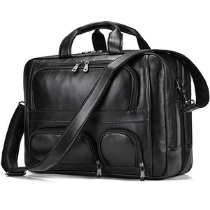 sacoche ordinateur homme cuir noir business vintage professionnel GoHappy.fr