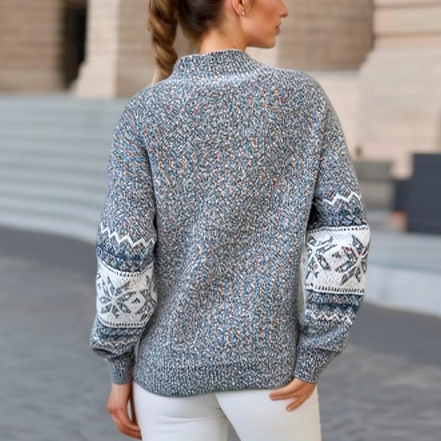 Pull Femme Scandi-Hiver 2024 – Motif Flocons