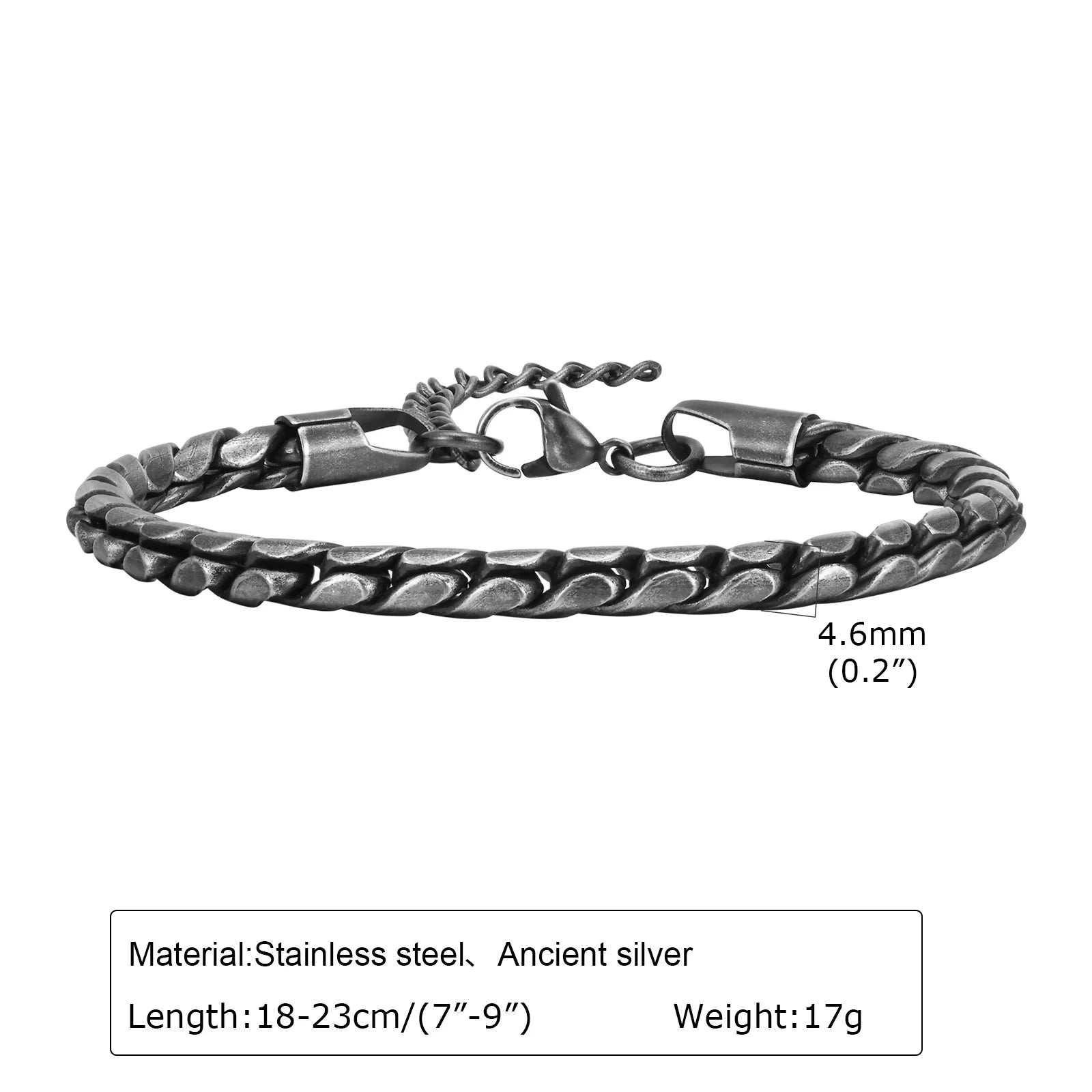 Bracelet Homme Maillons Épais Acier Street Style Gris Argenté Rock