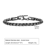 Bracelet Homme Maillons Épais Acier Street Style Gris Argenté Rock