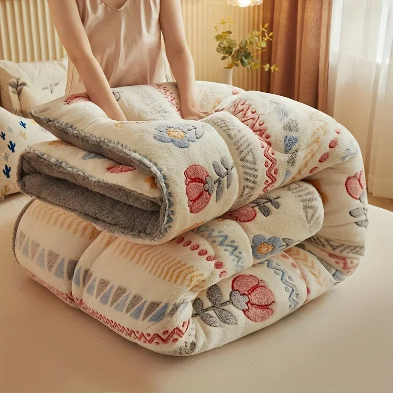 Couverture Polaire Flanelle Épaisse Hiver Chaude Motifs Floraux - Couverture Polaire GoHappy
