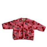 Manteau Enfant Laine Agneau Motifs Fleurs Épais Doublé Velours Hiver