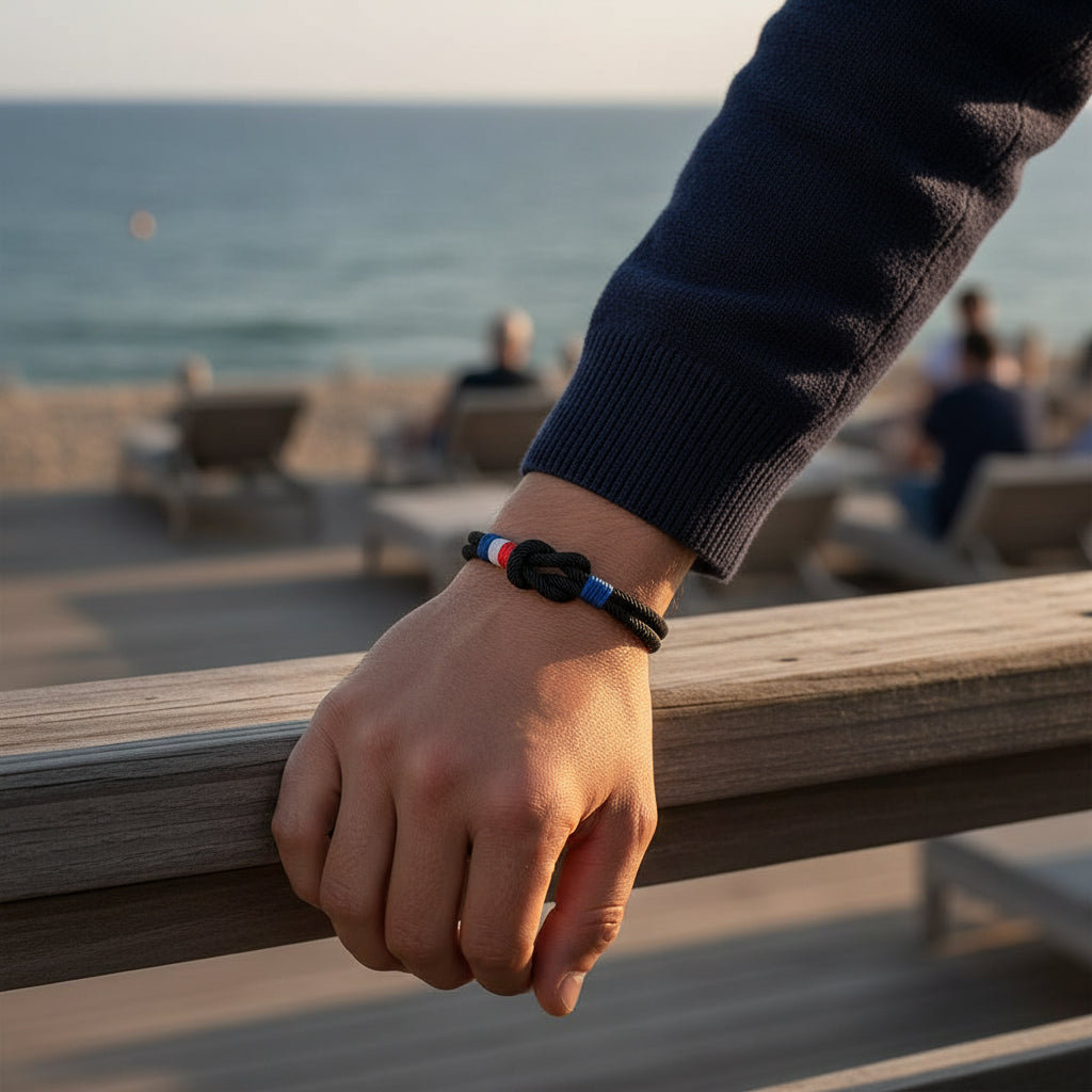 Le Bracelet Français corde tricolore acier inoxydable