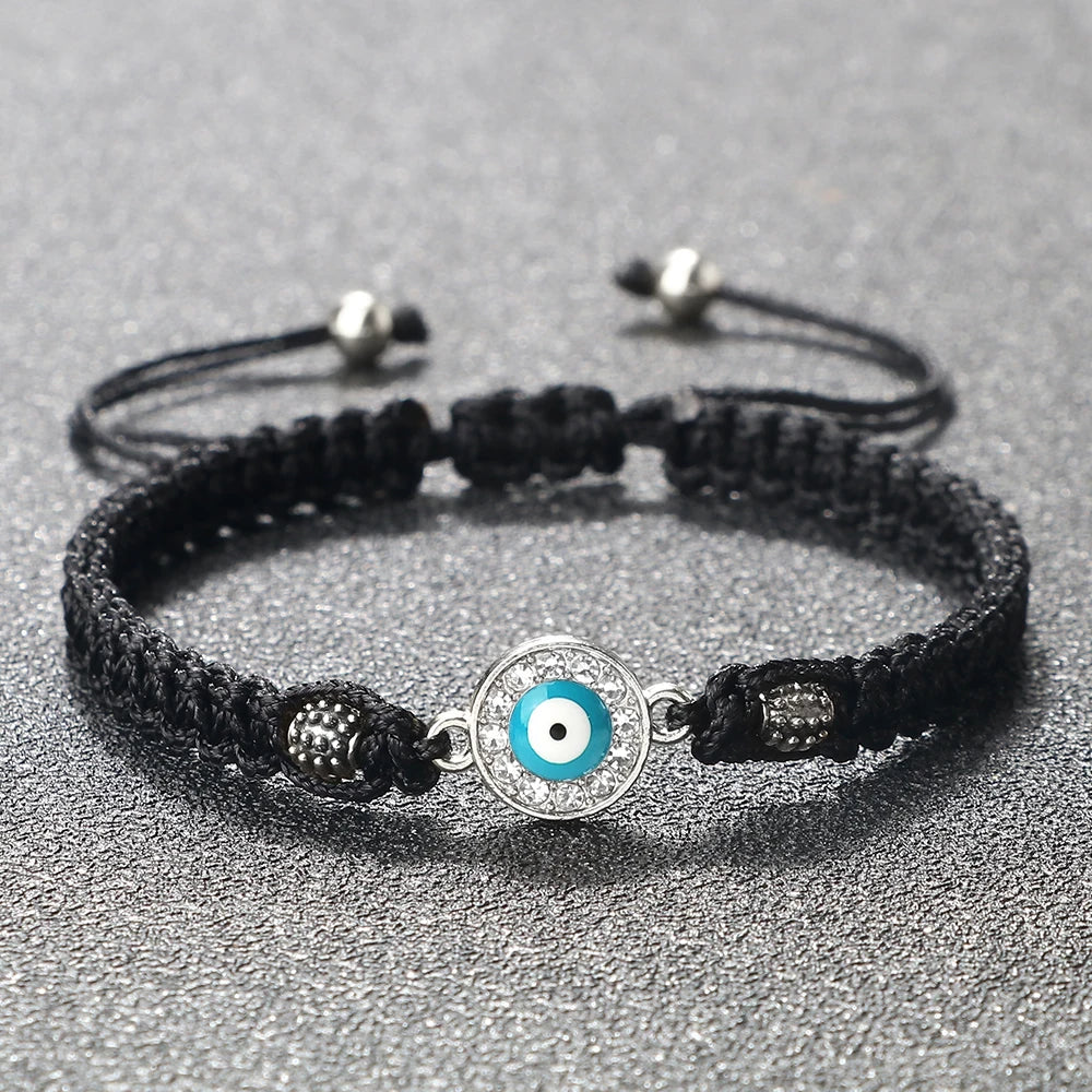 Bracelet Porte-Bonheur Evil Eye en Coton Tressé, Unisexe