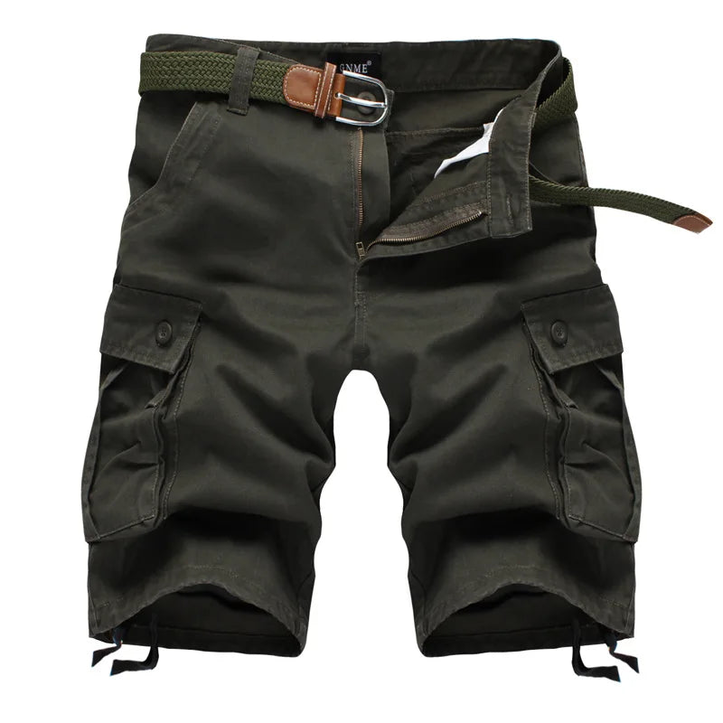 Short cargo homme été coton multipoches plage casual urbain