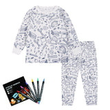 Pyjama Enfant à Colorier Créatif Réutilisable 6 Feutres Inclus
