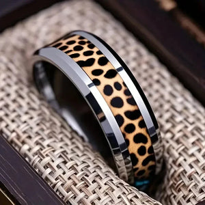 bague acier inoxydable motif léopard doré et noir bijou tendance GoHappy.fr
