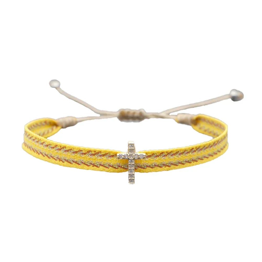 Bracelet Amitié Femme Coton Fin - Charm Cœur Strass Ajustable - bracelets femme cordon GoHappy