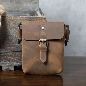 sac banane en cuir marron vintage style bandoulière voyage GoHappy.fr