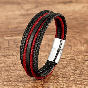 Bracelet Masculin Cuir Tressé Style Bohème Fermoir Aimanté - bracelet cuir GoHappy