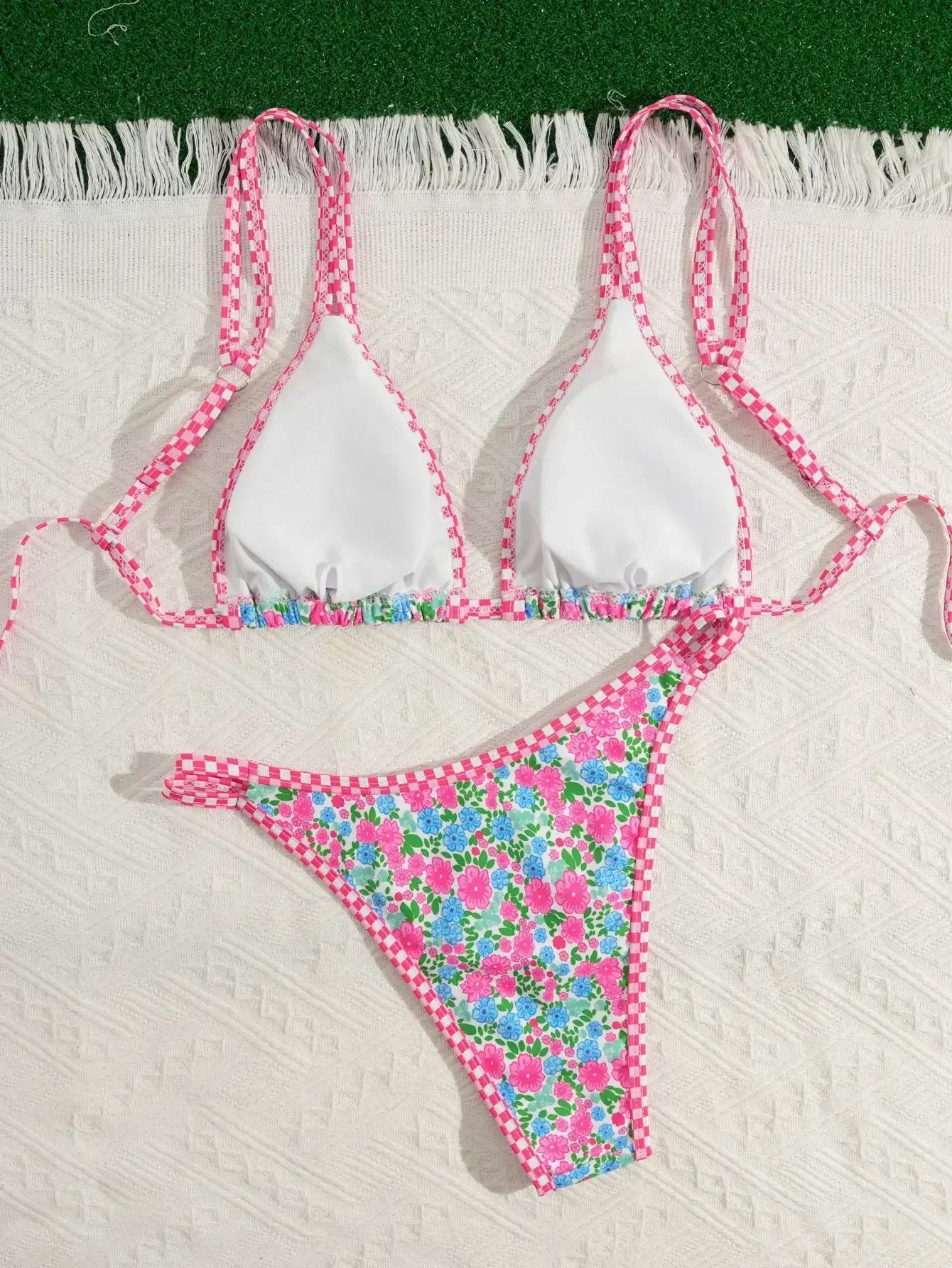 Bikini Fruity Love Triangle Double Bretelles String Imprimé Femme - maillot de bain bikini GoHappy