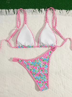 Bikini Fruity Love Triangle Double Bretelles String Imprimé Femme - maillot de bain bikini GoHappy