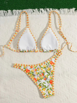 Bikini Fruity Love Triangle Double Bretelles String Imprimé Femme - maillot de bain bikini GoHappy