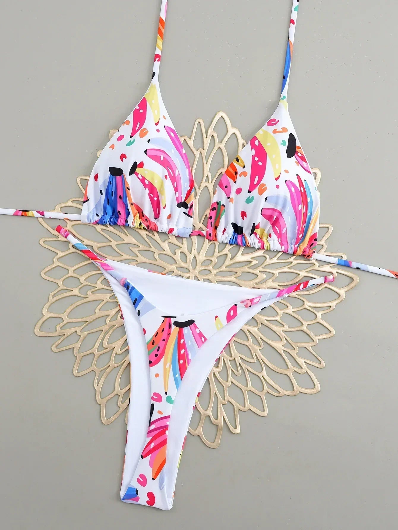 Bikini Tropicana String Triangle Femme Imprimé Exotique Rembourré - maillots de bain femme GoHappy