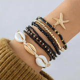 Set Bracelets Coquillage Perles Riz Étoile Mer Bohème Fait Main - Bracelets GoHappy